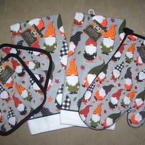 Fall GNOMES 5 pc Kitchen Set *Dish Towels, Pot